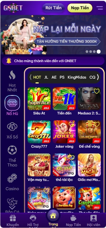 GNBET có đa dạng cốt truyện Game nổ hũ