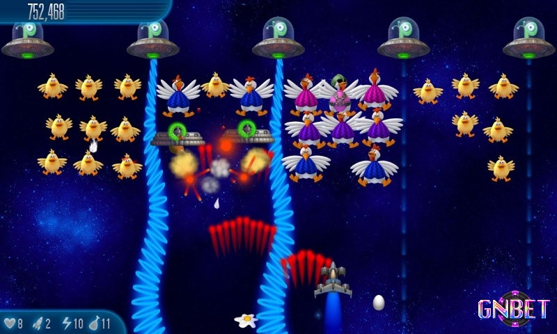 Game Chicken Invaders 3 có đồ họa 2D đơn giản nhưng đầy màu sắc